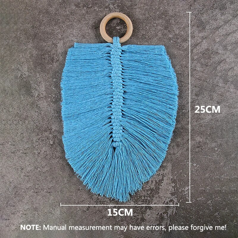 Macrame Tapestry Wall Hanging Hand-woven Tassel Leaf Room Wall Decoration