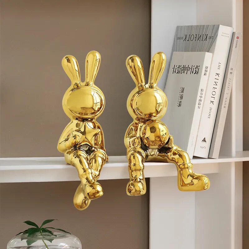 Electroplating Rabbit set of 2pcs Sculpture for Home Decor