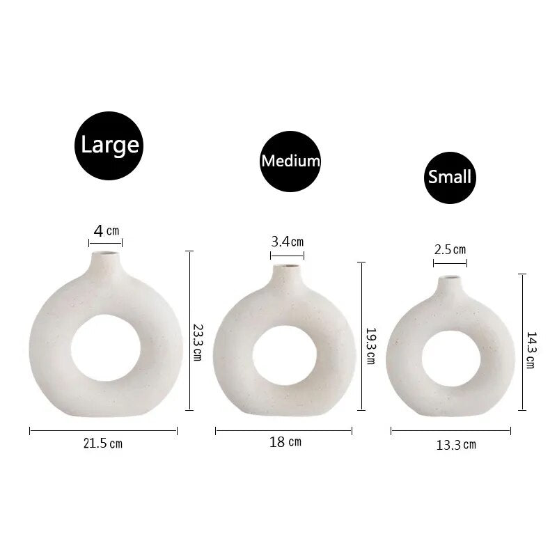 Nordic Ceramic Vase Circular Hollow Donuts