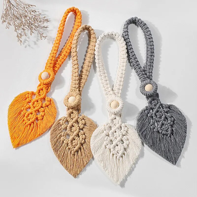 Handmade Curtain Tiebacks Macrame Tassel Leaf Shaped