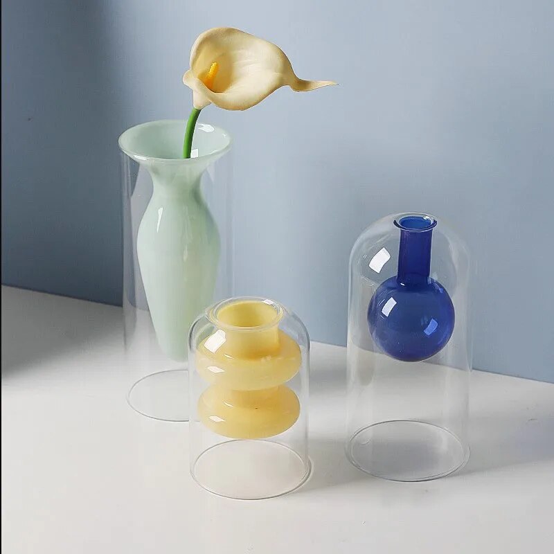 Double Glass Vase Home Decor