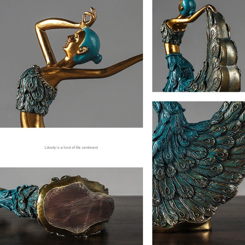 Home Decoration Ornaments Peacock Dancer Statue